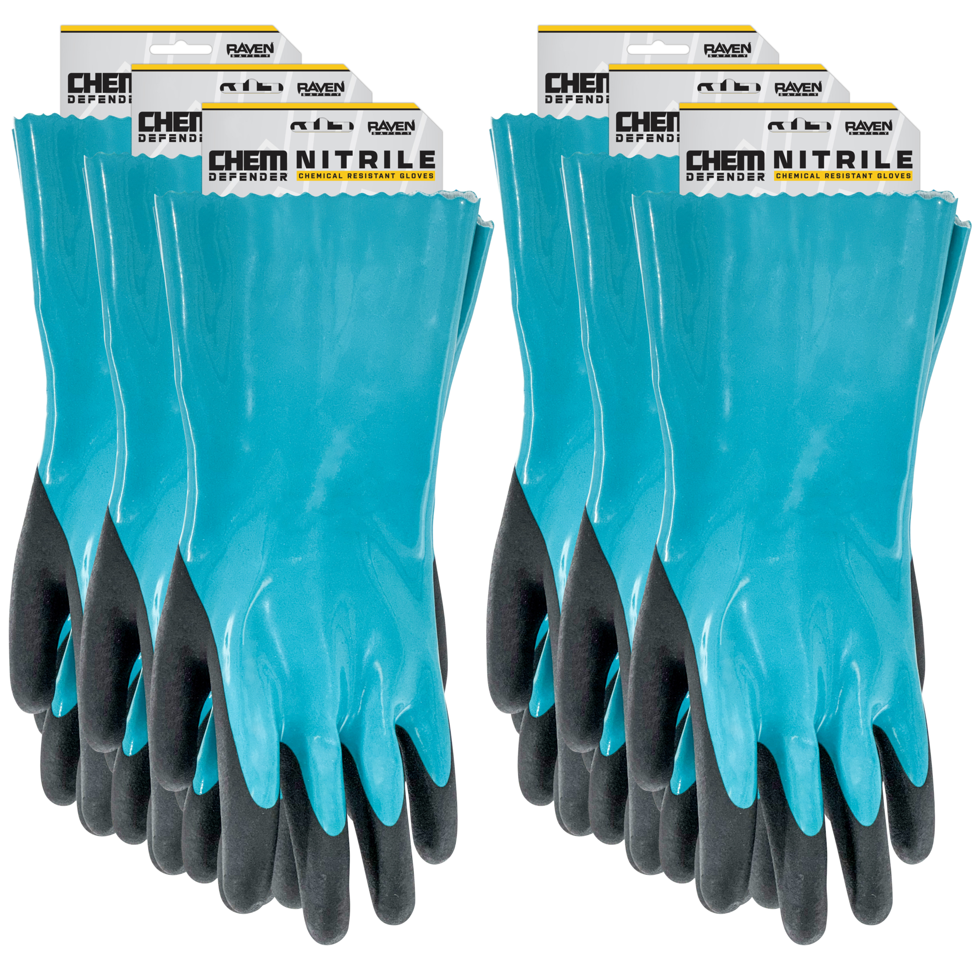 SAS Safety, Chem Defender Nitrile Chemical Resistant Gloves, Size L/XL - Pack of 6 Pair, Model # 6701702